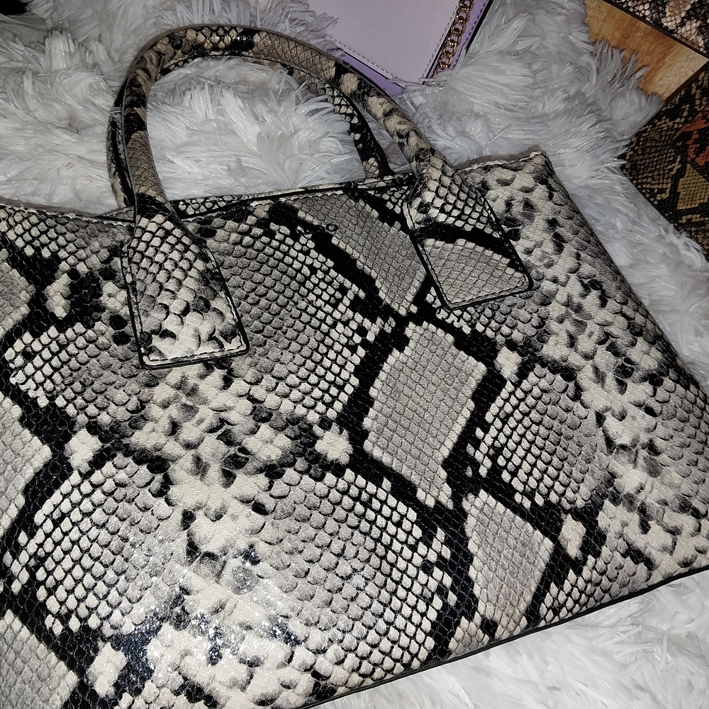Aldo Black and White Snake Pattern Tote
